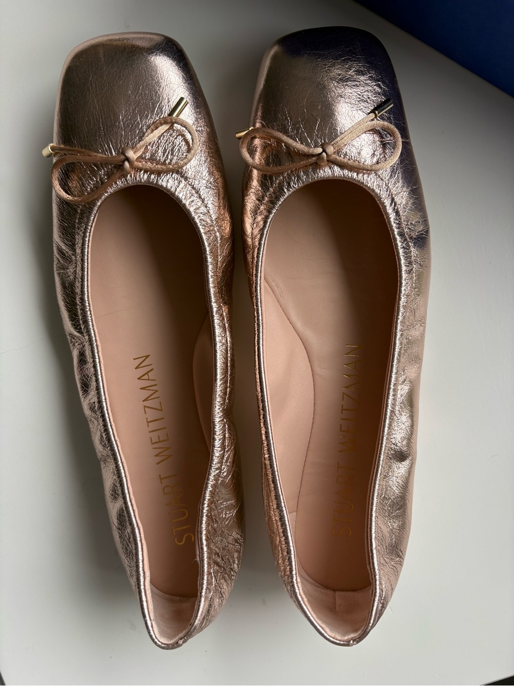 Stuart Weitzman Metallic Rose Ballet Flats Size 9